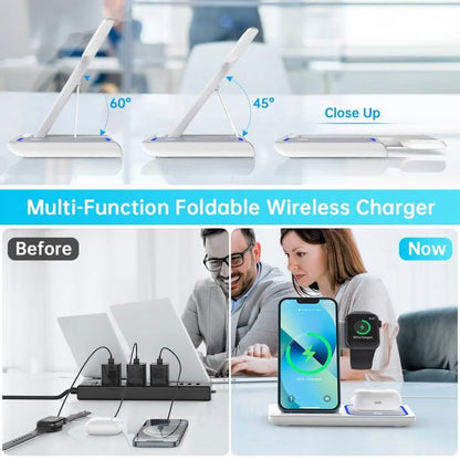 Wireless Charger, 3 in 1 Wireless Charging Station Dock with Breathing Indicator, Fast Charging Stand Compatible with Iphone 17/16/15/14/13/12/11 Pro Max/Xs, Iwatch 10/9/8/7/6/5/4, Airpods 4/3/2/Pro